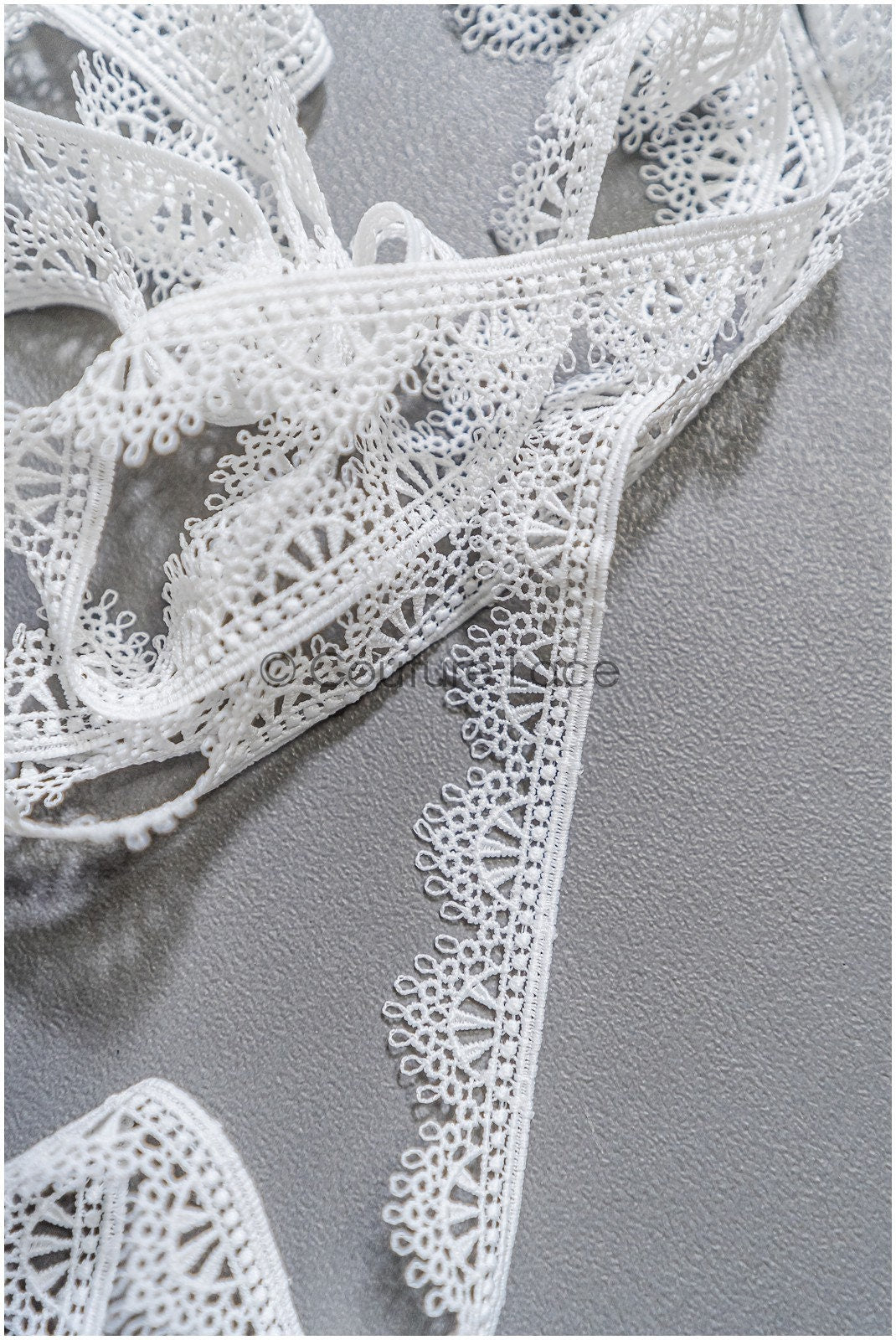 5yds Boho Lace Trim Off-White/ Geometric Lace Trim/ Bridal Guipure Lace Trim// T22-163