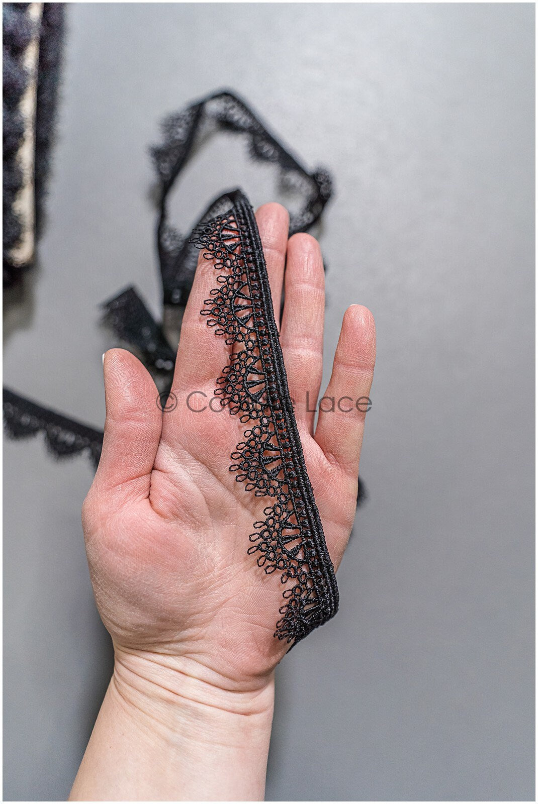 5yds Boho Lace Trim Black/ Crocheted Lace Trim/ Boho Guipure Lace Trim// T22-164