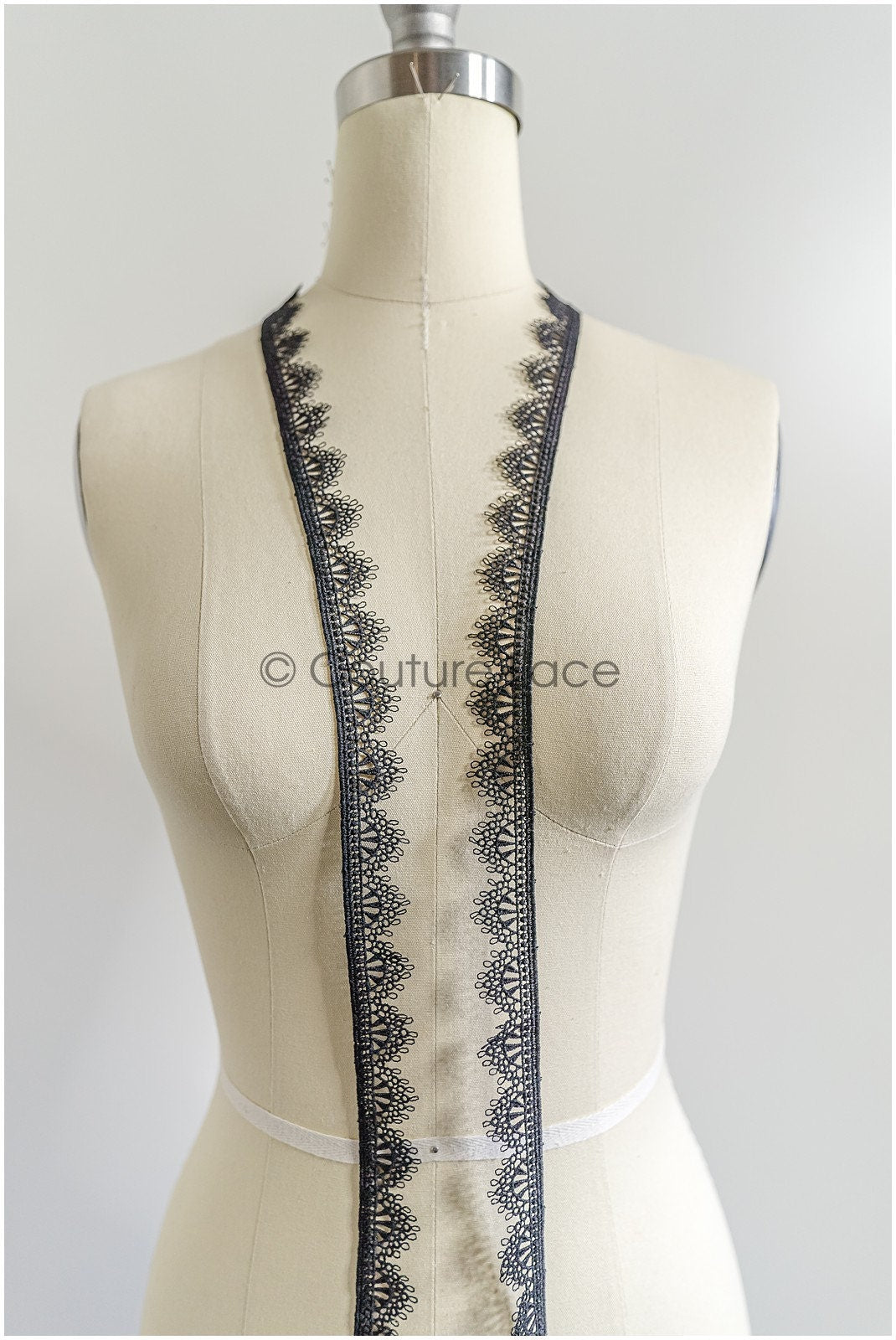 5yds Boho Lace Trim Black/ Crocheted Lace Trim/ Boho Guipure Lace Trim// T22-164
