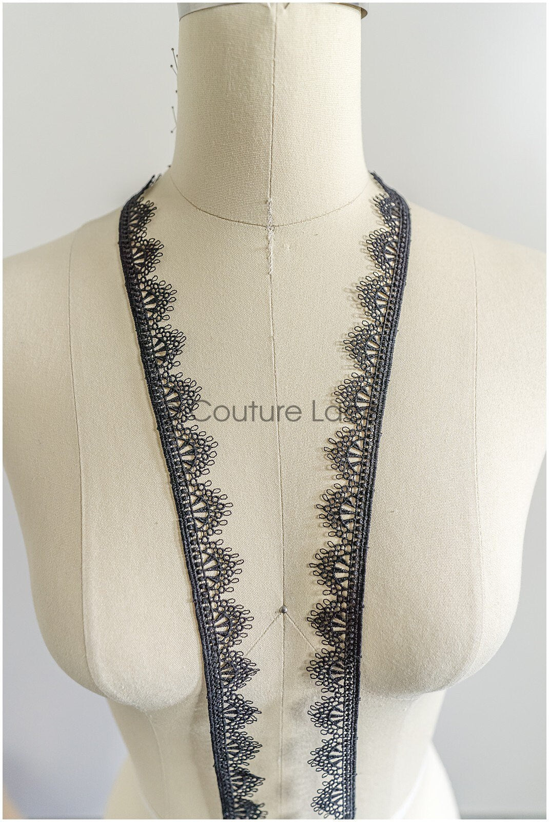 5yds Boho Lace Trim Black/ Crocheted Lace Trim/ Boho Guipure Lace Trim// T22-164