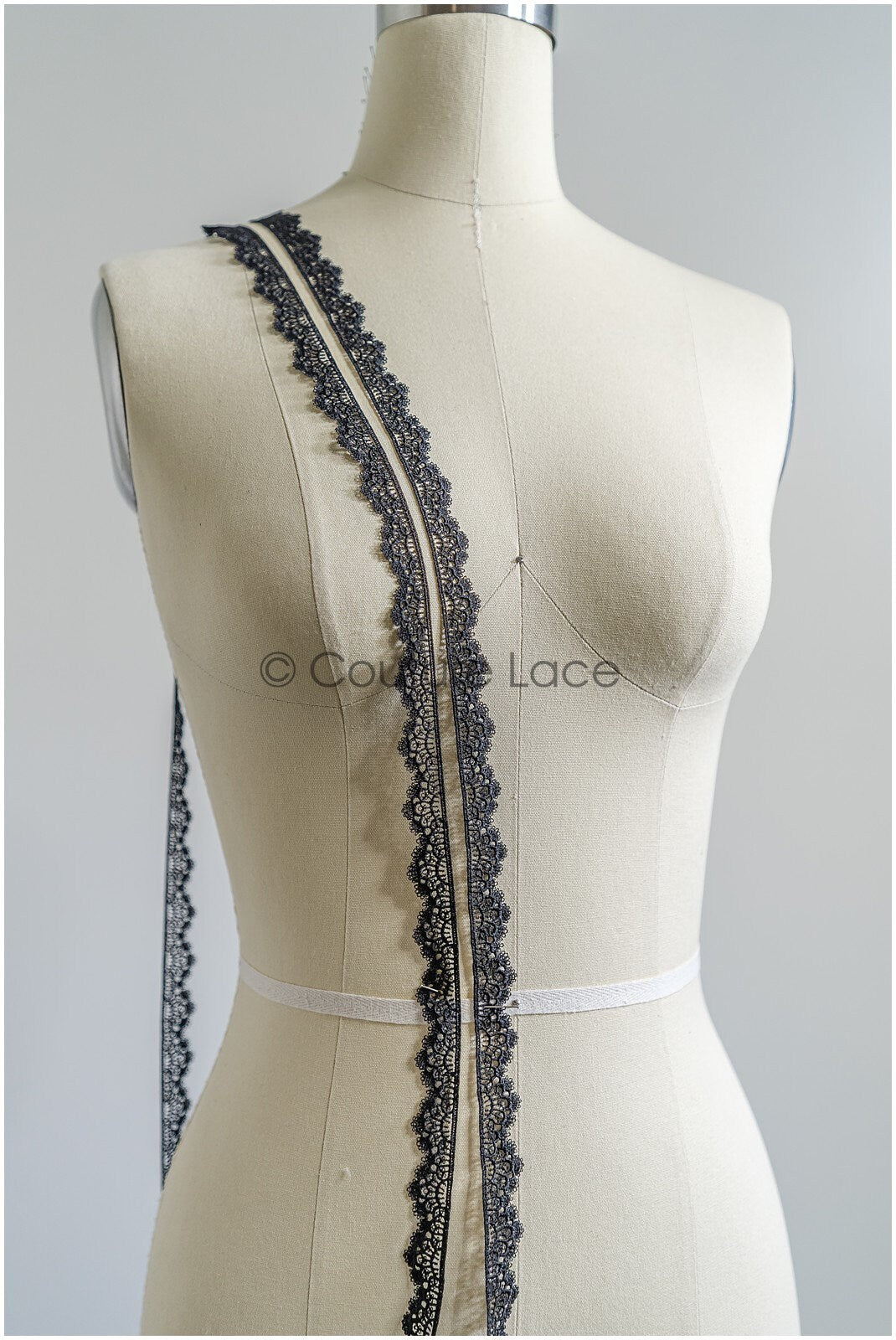 5yds Boho Crochet Lace Trim Black/ Bridal Lace Trim/ Guipure Lace/ Veil Lace/ T22-165