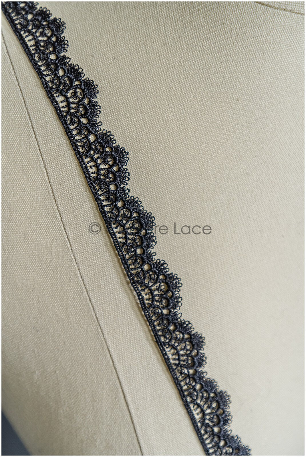 5yds Boho Crochet Lace Trim Black/ Bridal Lace Trim/ Guipure Lace/ Veil Lace/ T22-165