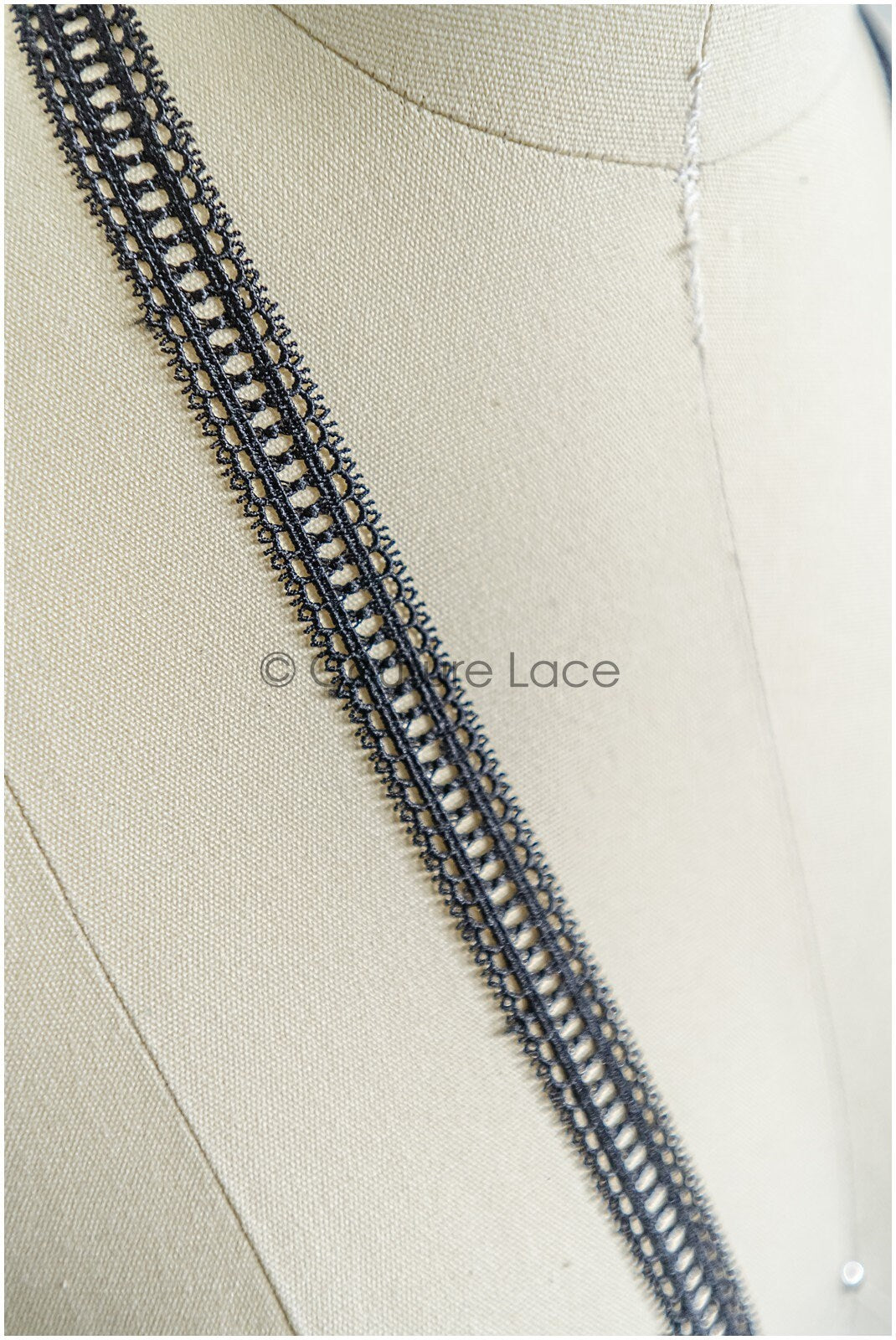 5yds Boho Crochet Lace Trim Black/ Crocheted Lace Trim/ Guipure Lace// T22-167