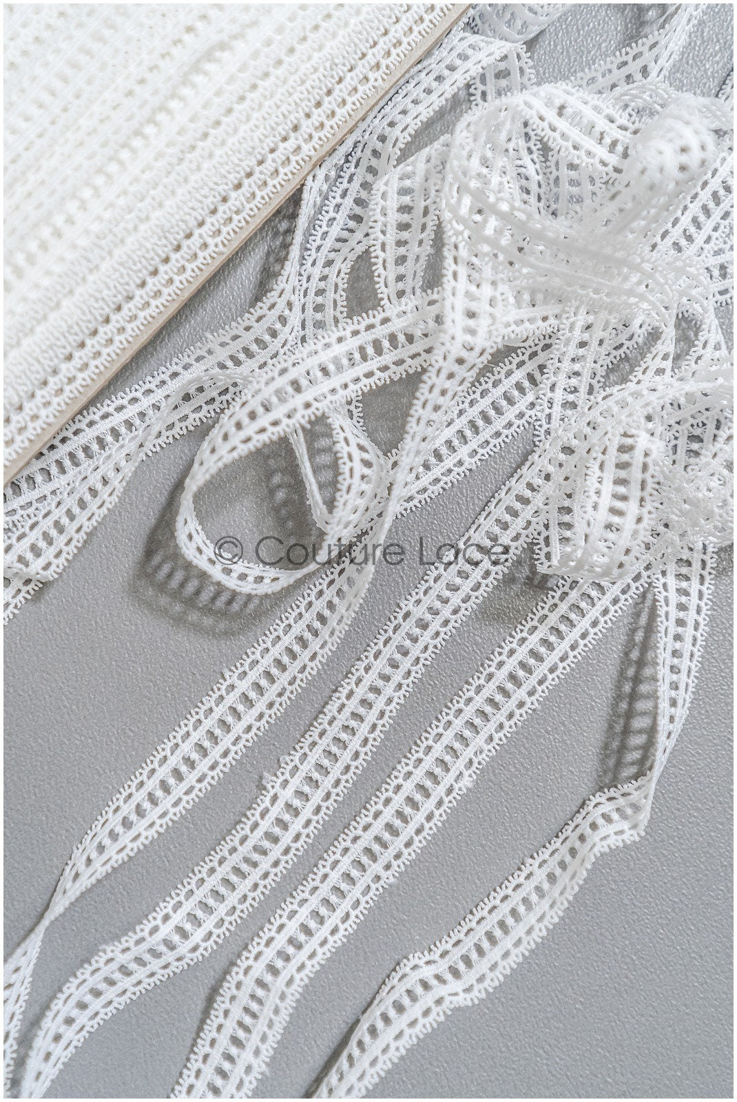 5yds Boho Crochet Lace Off-White/ Bridal Lace Trim/ Guipure Lace Trim/ Lace Veil// T22-168