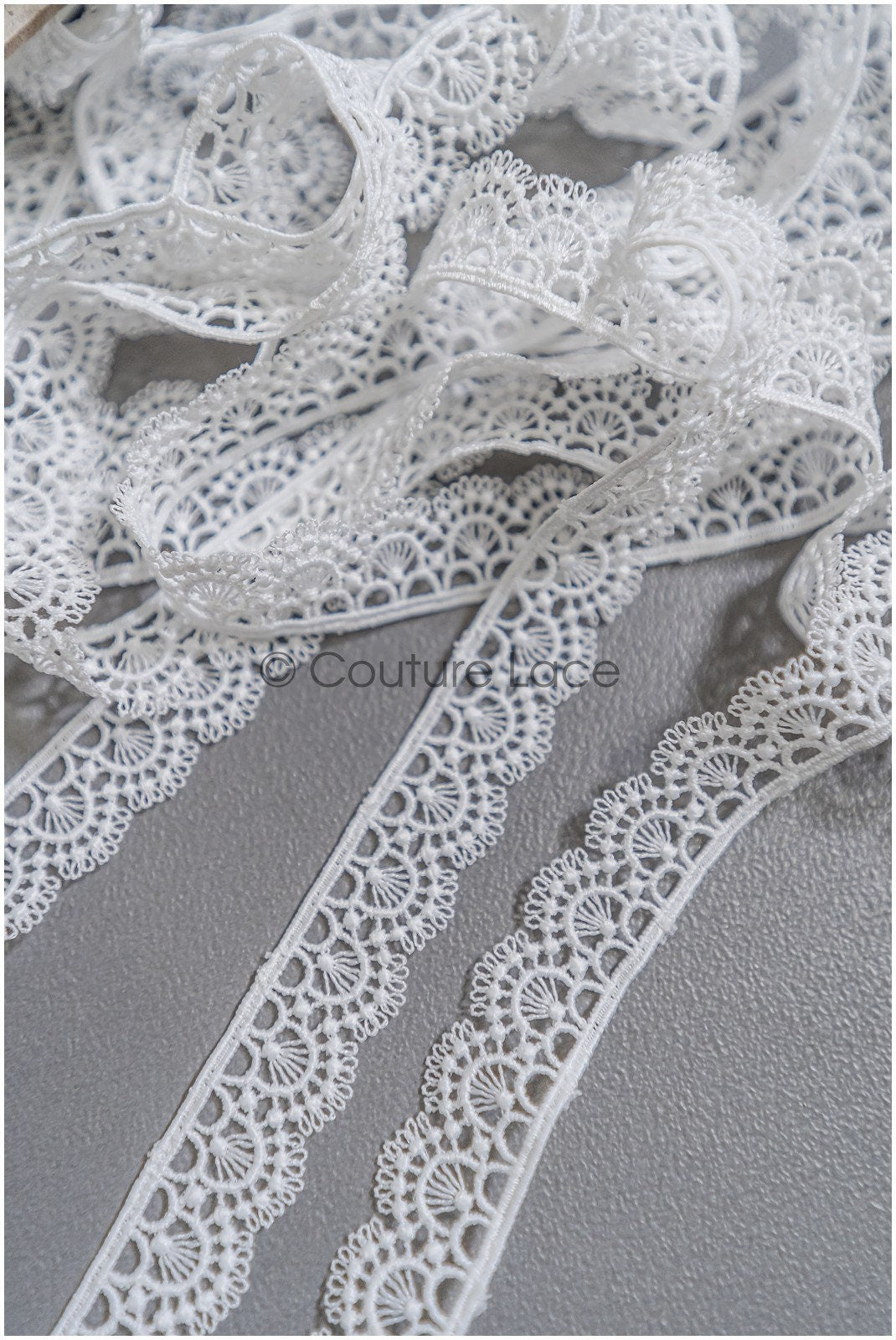 5yds Boho Lace Trim Off-White/ Geometric Lace Trim/ Bridal Guipure Lace Trim// T22-175