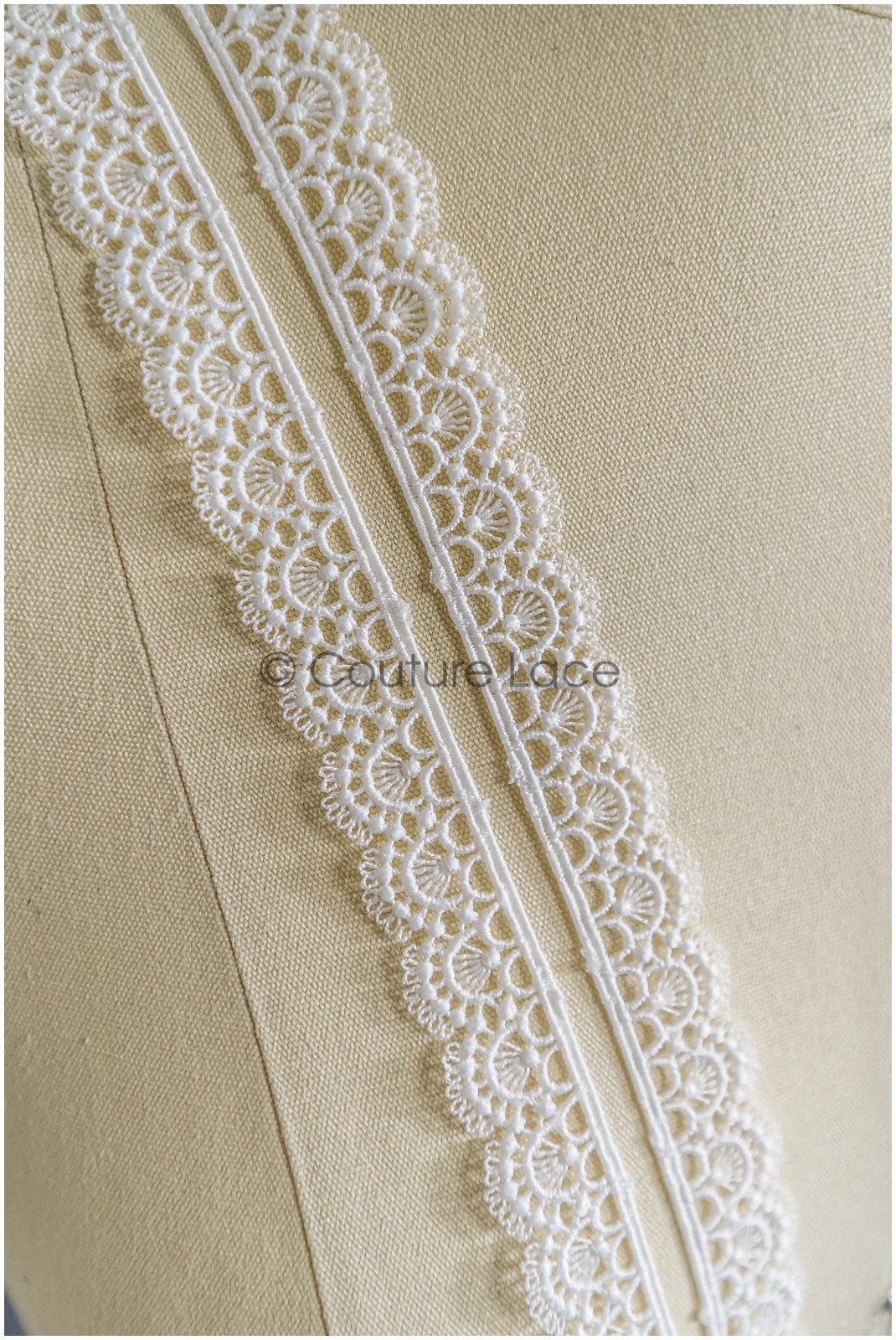 5yds Boho Lace Trim Off-White/ Geometric Lace Trim/ Bridal Guipure Lace Trim// T22-175