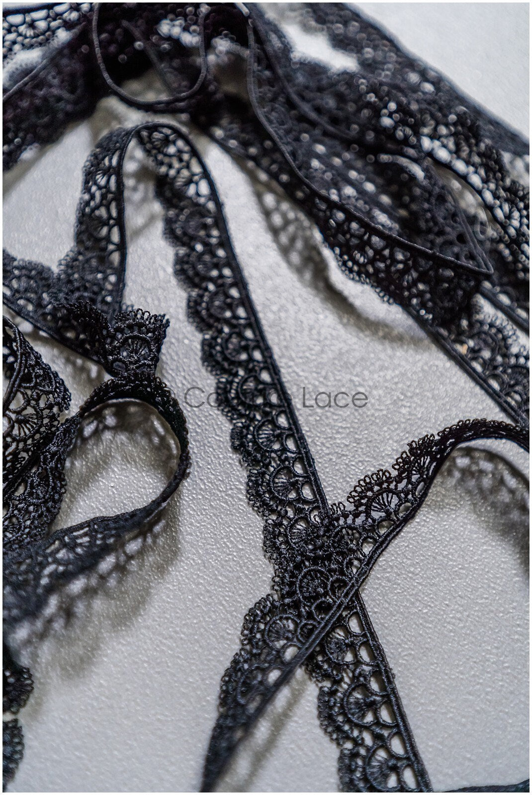 5yds Black Boho Lace Trim/ Lace Trim for Evening Dresses and Lingerie/ Macrame Lace Trim/ Crocheted Lace// T22-176