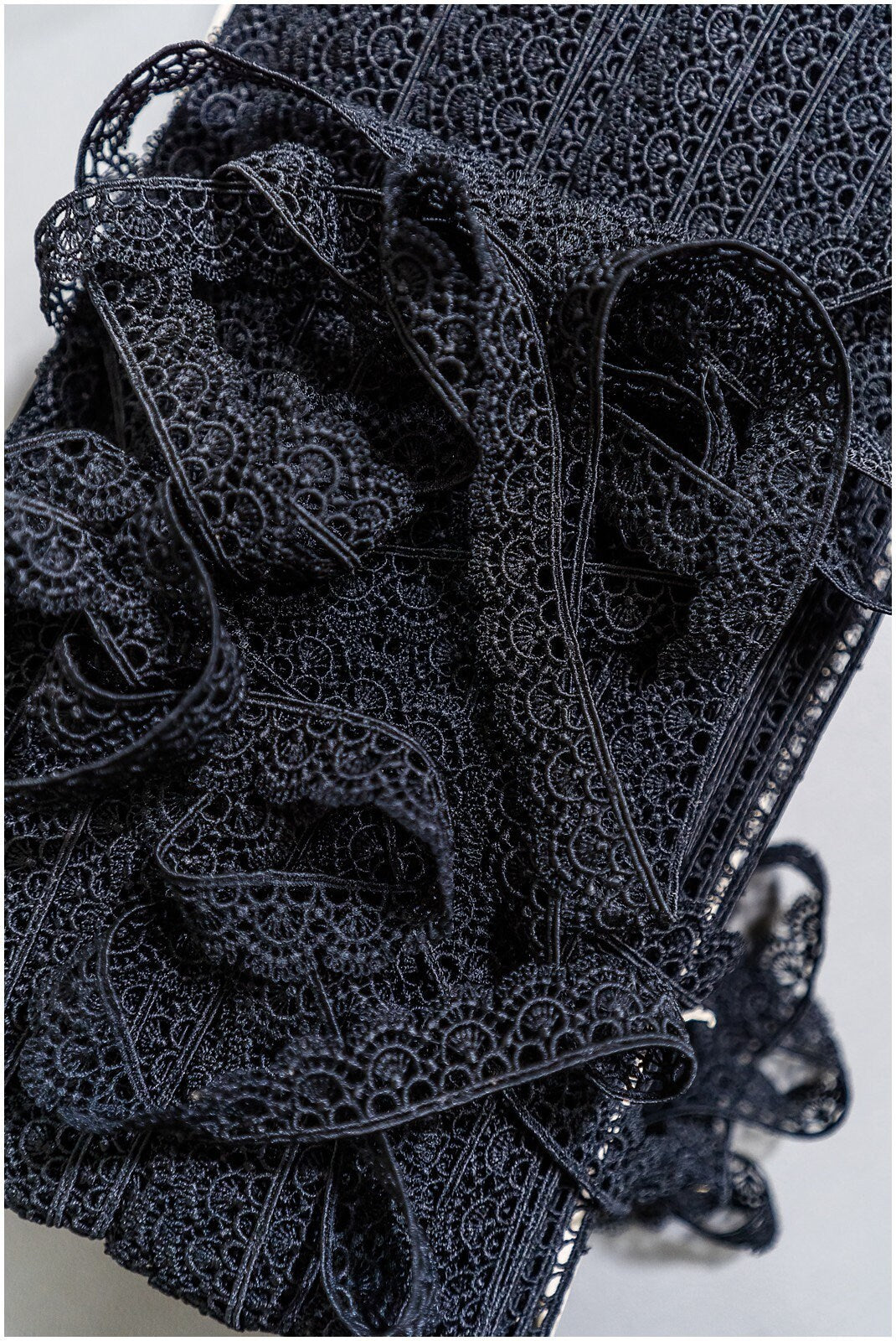 5yds Black Boho Lace Trim/ Lace Trim for Evening Dresses and Lingerie/ Macrame Lace Trim/ Crocheted Lace// T22-176