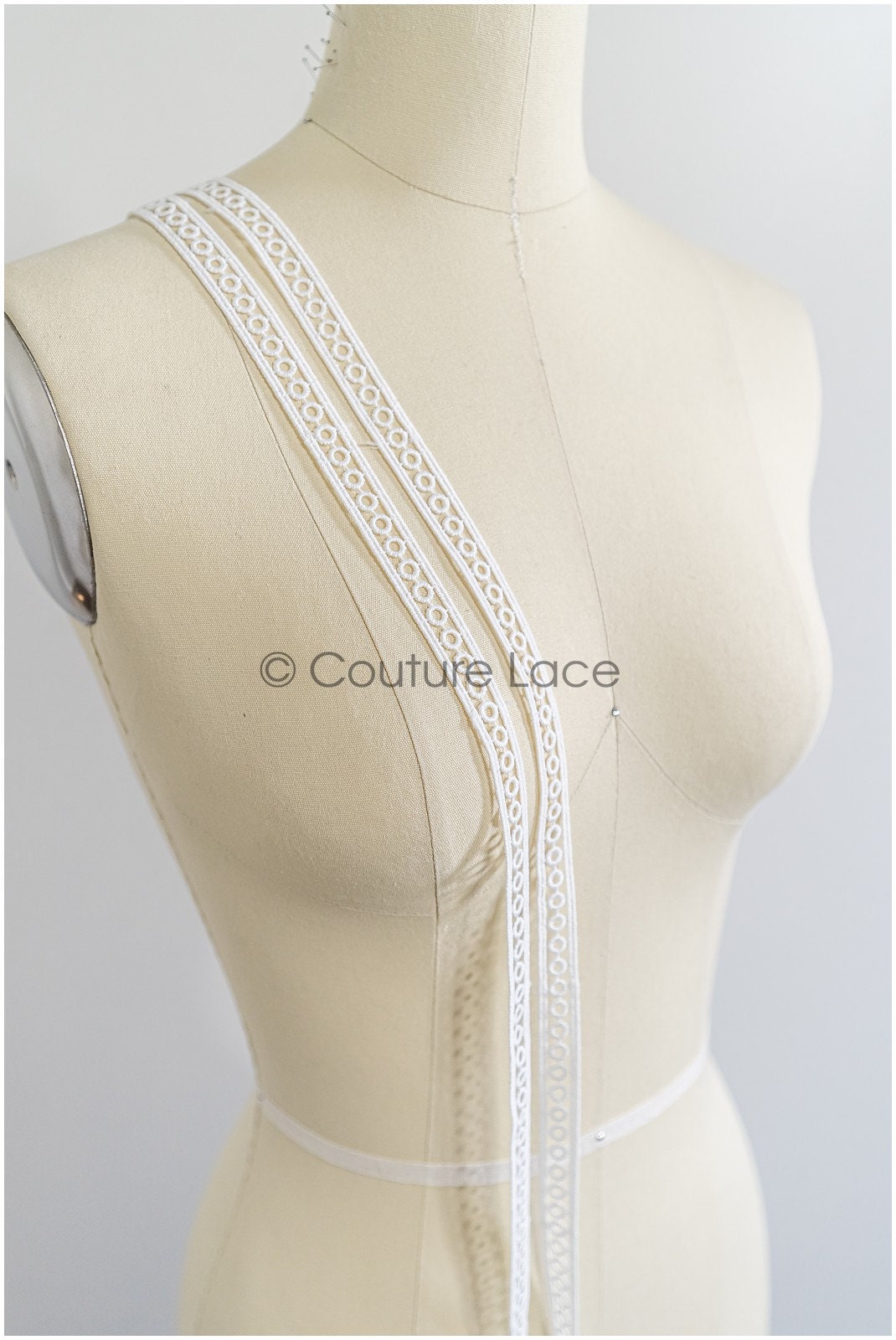 5yds Boho Lace Trim Off-White/ Lace Trim for Wedding Dresses/ Guipure Lace// T22-170