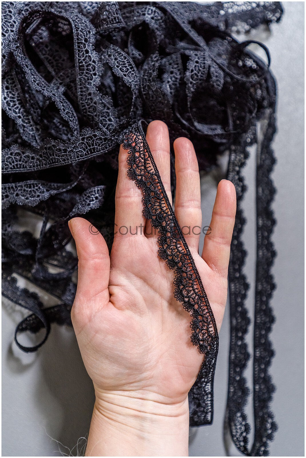 5yds Boho Crochet Lace Trim Black/ Bridal Lace Trim/ Guipure Lace/ Veil Lace/ T22-165