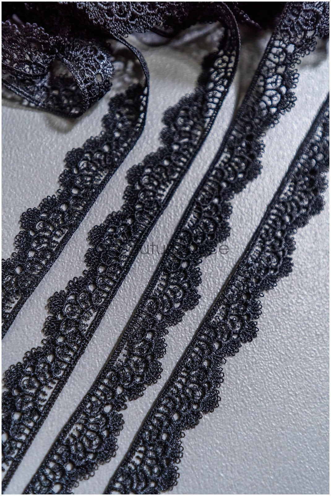 5yds Boho Crochet Lace Trim Black/ Bridal Lace Trim/ Guipure Lace/ Veil Lace/ T22-165