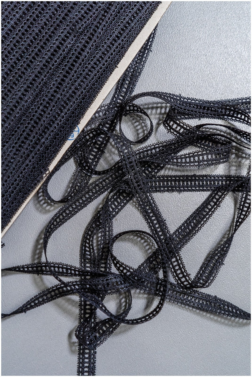 5yds Boho Crochet Lace Trim Black/ Crocheted Lace Trim/ Guipure Lace// T22-167