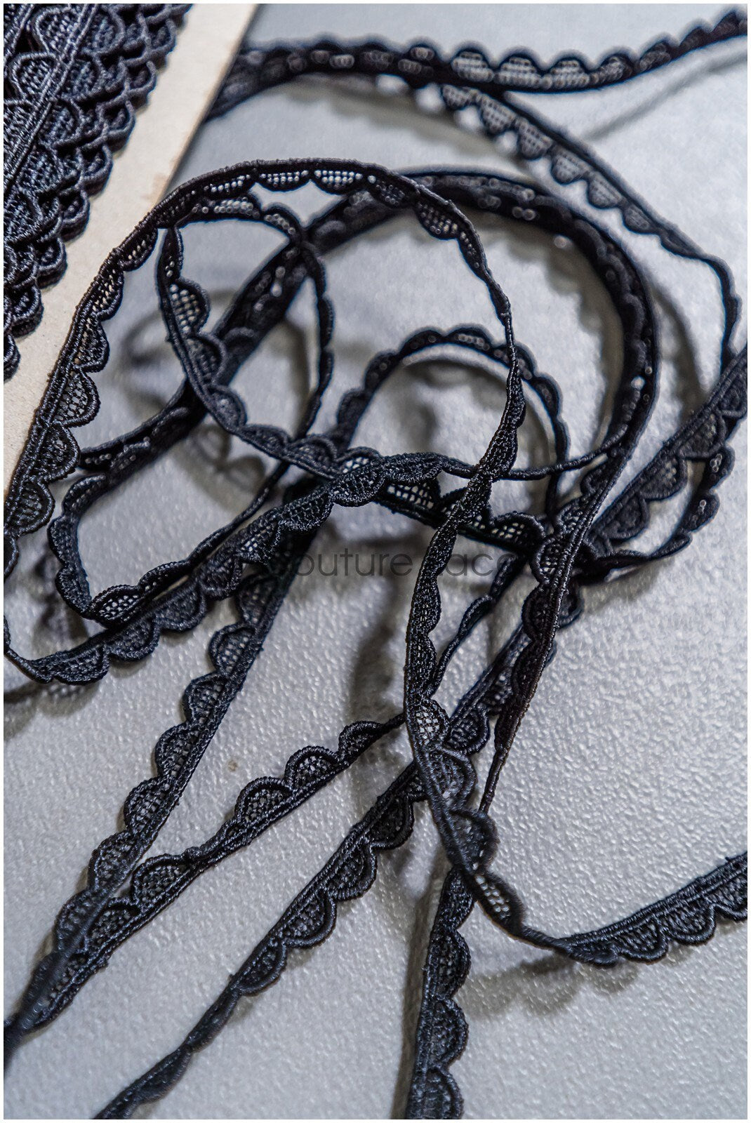 5yds Boho Lace Trim Black/ Crocheted Lace Trim/ Boho Bridal Guipure Lace Trim// T22-171