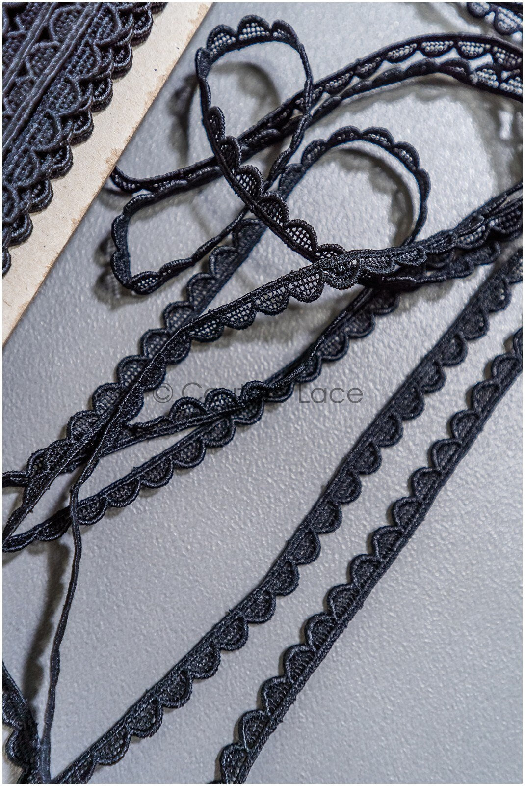 5yds Boho Lace Trim Black/ Crocheted Lace Trim/ Boho Bridal Guipure Lace Trim// T22-171