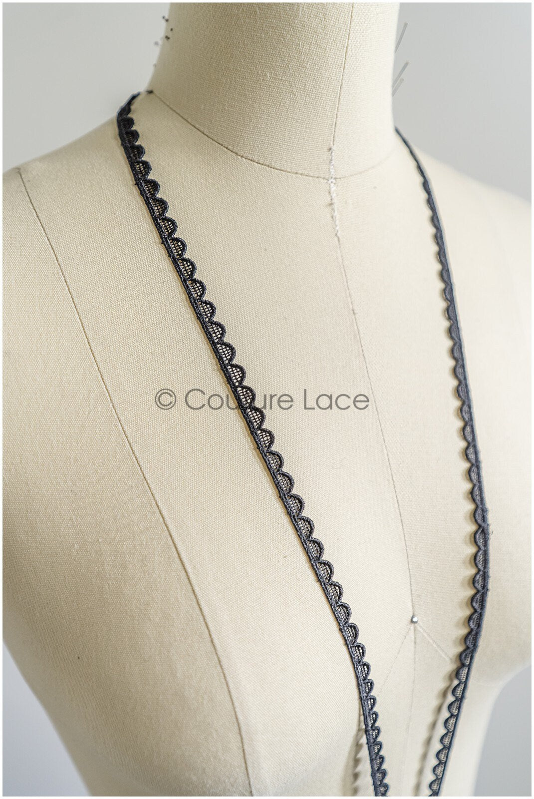 5yds Boho Lace Trim Black/ Crocheted Lace Trim/ Boho Bridal Guipure Lace Trim// T22-171