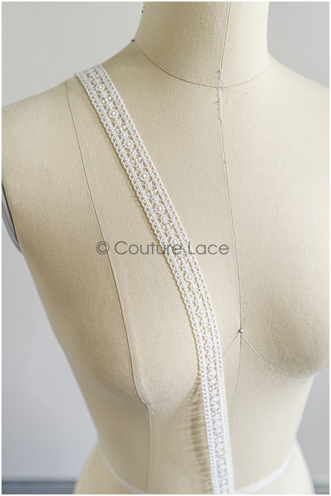 5yds Boho Lace Trim Off-White/ Crocheted Lace Trim/ Bridal Guipure Lace Trim// T22-173