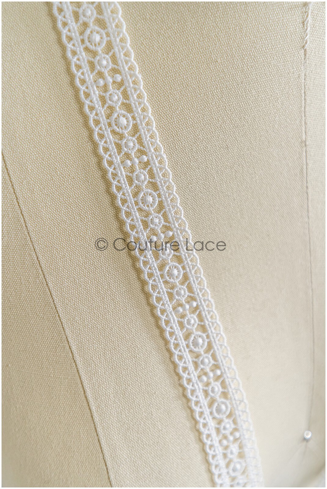 5yds Boho Lace Trim Off-White/ Crocheted Lace Trim/ Bridal Guipure Lace Trim// T22-173