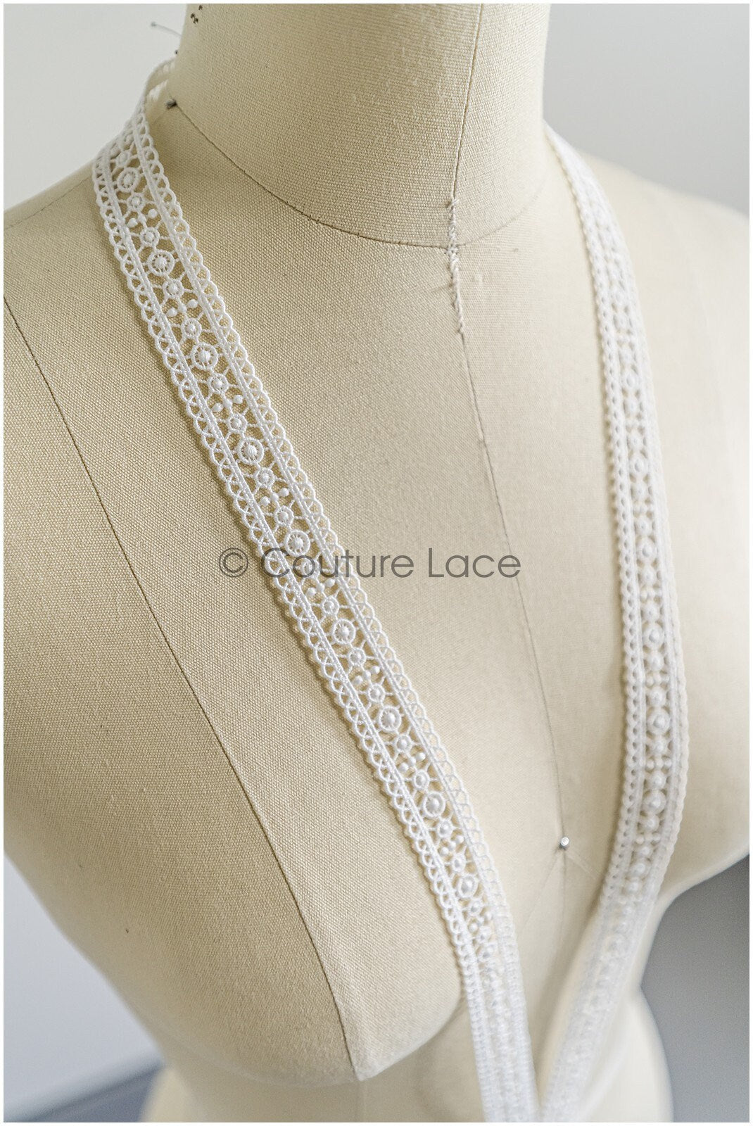 5yds Boho Lace Trim Off-White/ Crocheted Lace Trim/ Bridal Guipure Lace Trim// T22-173