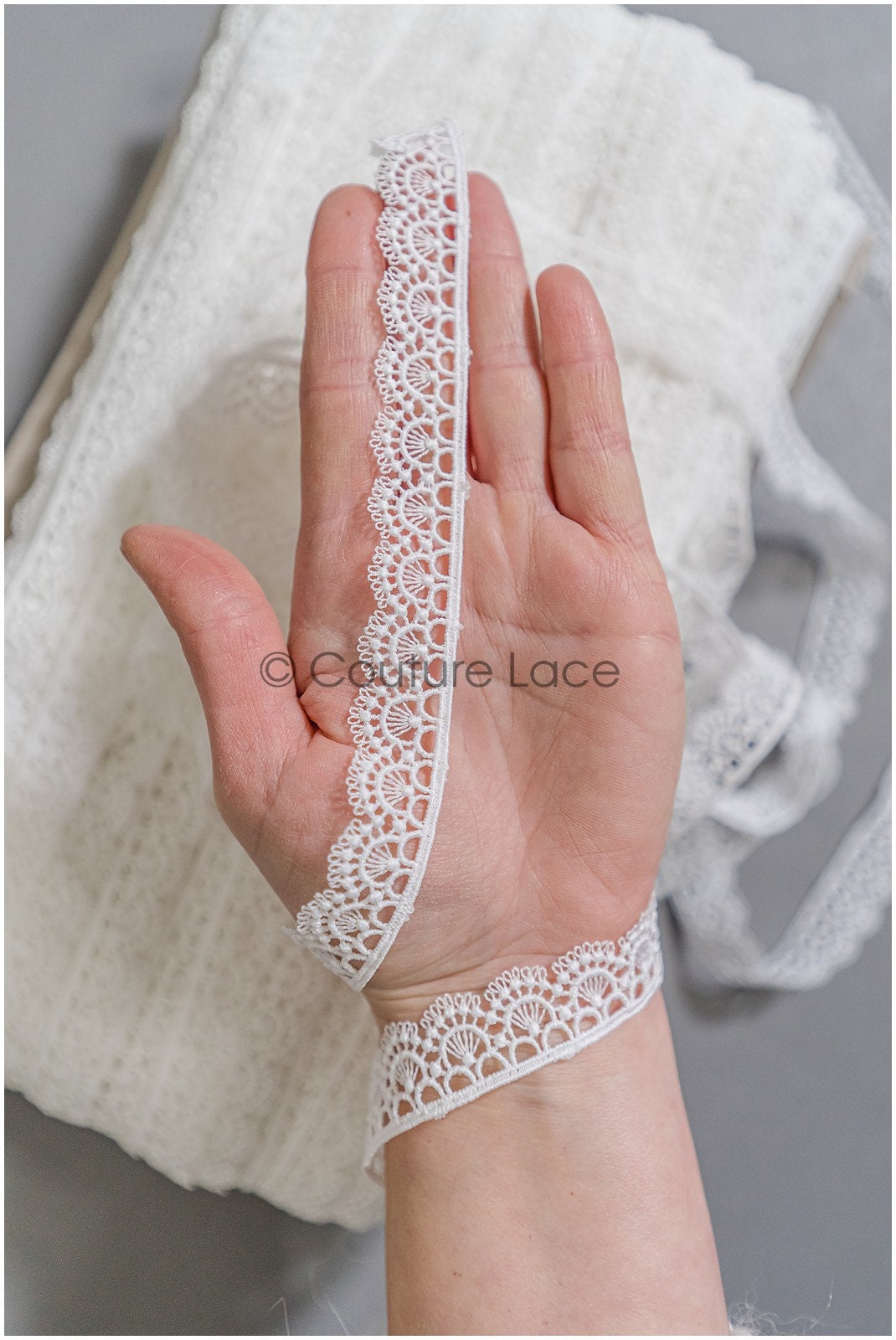 5yds Boho Lace Trim Off-White/ Geometric Lace Trim/ Bridal Guipure Lace Trim// T22-175