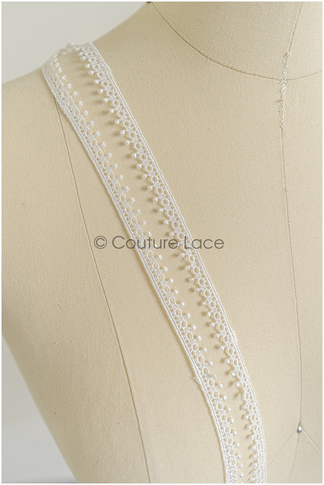 4yds Boho Crochet Lace Trim Off-White/ Crocheted Lace Trim/ Guipure Lace Trim/ Dot Lace Trim// T22-180