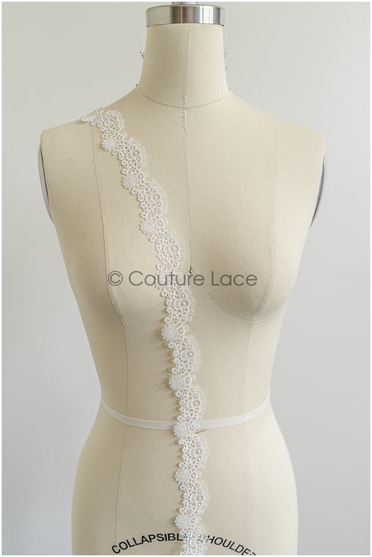 4yds Boho Lace Trim Off-White/ Lace Trim/ Bridal Guipure Lace Trim/ Fringe Lace Trim// T22-187