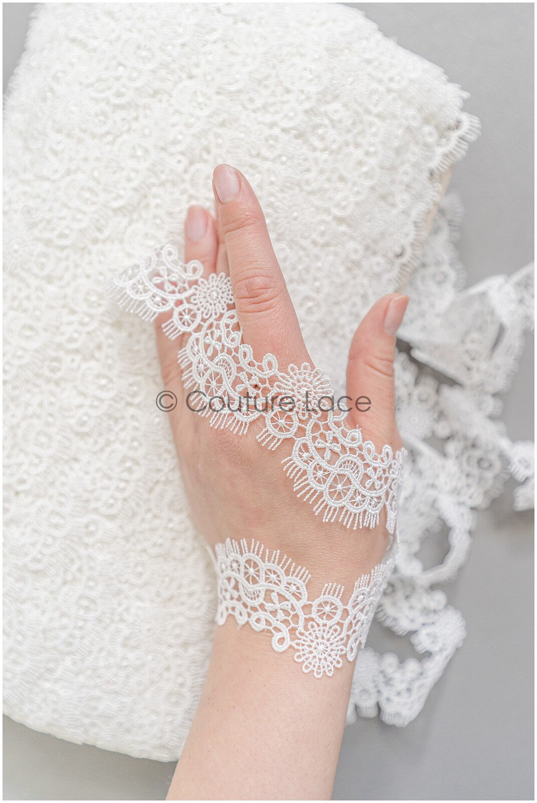 4yds Boho Lace Trim Off-White/ Lace Trim/ Bridal Guipure Lace Trim/ Fringe Lace Trim// T22-187