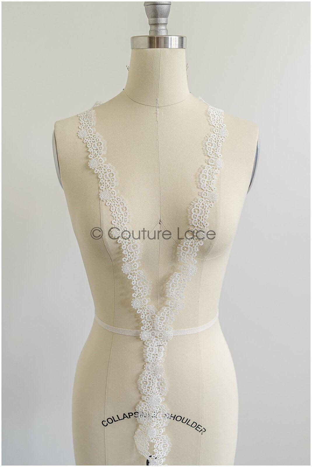 4yds Boho Lace Trim Off-White/ Lace Trim/ Bridal Guipure Lace Trim/ Fringe Lace Trim// T22-187