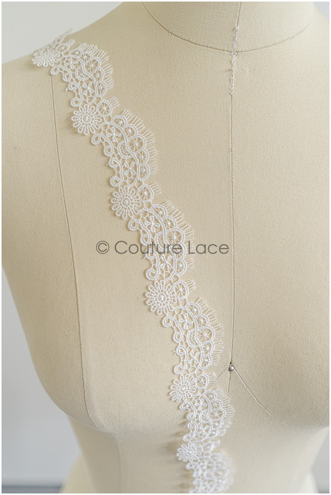 4yds Boho Lace Trim Off-White/ Lace Trim/ Bridal Guipure Lace Trim/ Fringe Lace Trim// T22-187