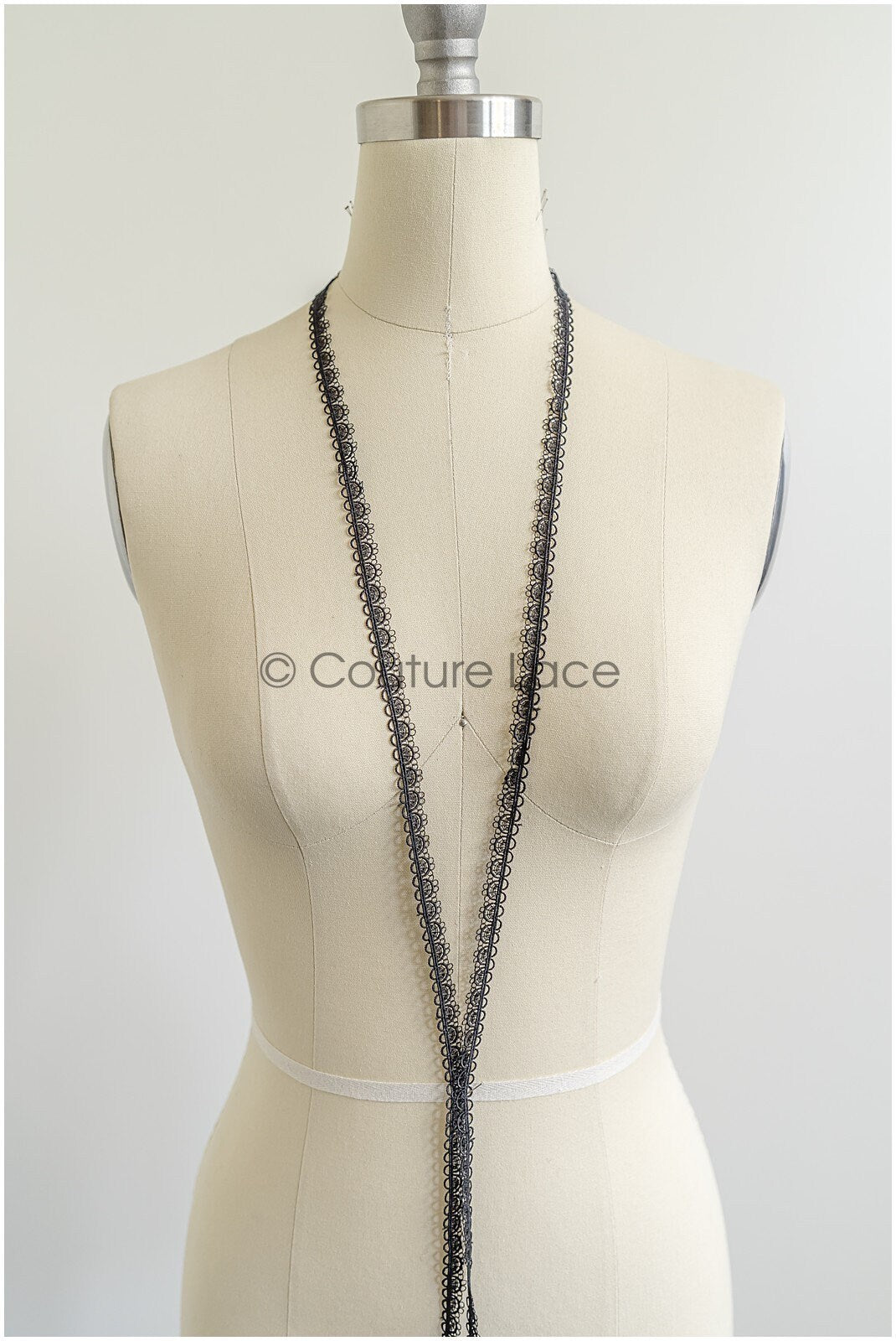 4yds Boho lace trim crocheted black/ bridal guipure lace trim/ wedding veil lace trim// T22-188