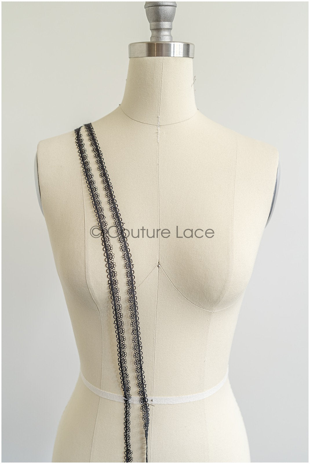 4yds Boho lace trim crocheted black/ bridal guipure lace trim/ wedding veil lace trim// T22-188