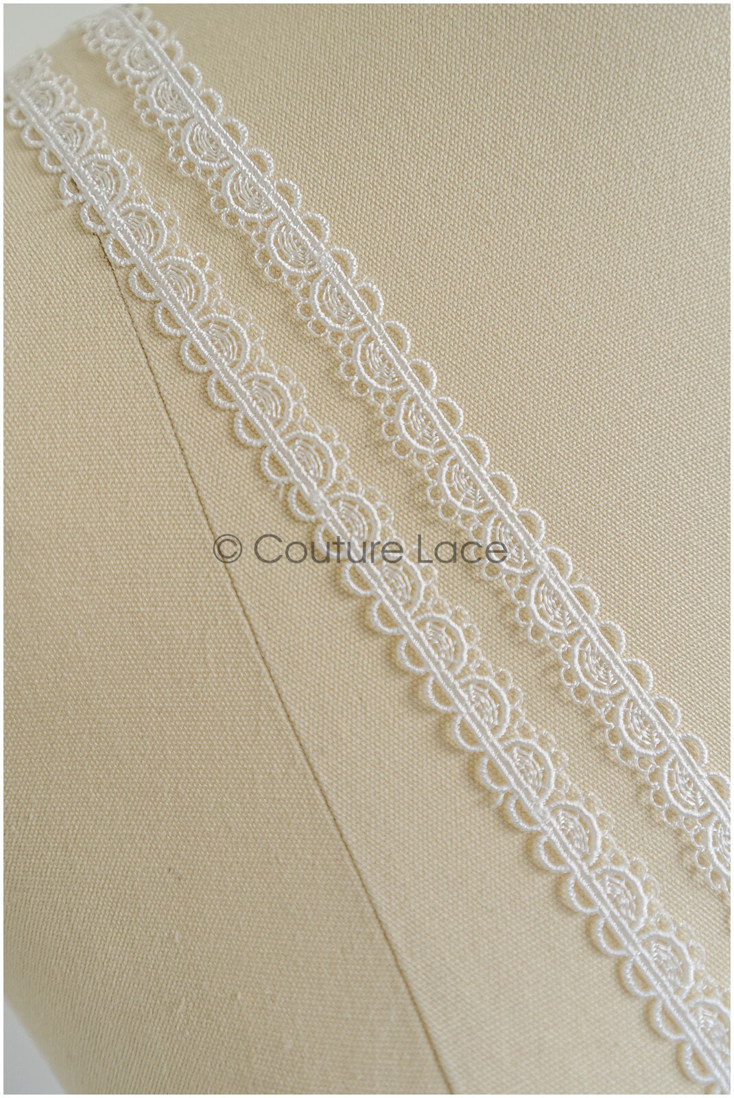 4yds Boho Lace Trim Off-White/ Bridal Lace Trim/ Guipure Lace Trim/ Wedding Dress Lace// T22-189