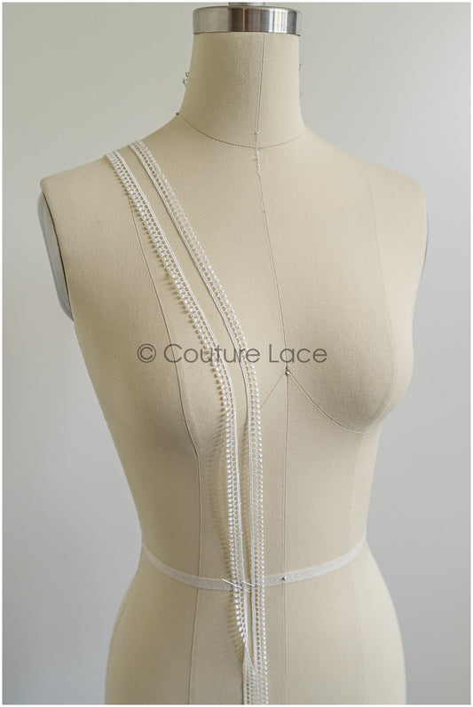 4yds Boho Lace Trim Off-White/ Garniture en dentelle géométrique/ Dentelle Guipure nuptiale// T22-190