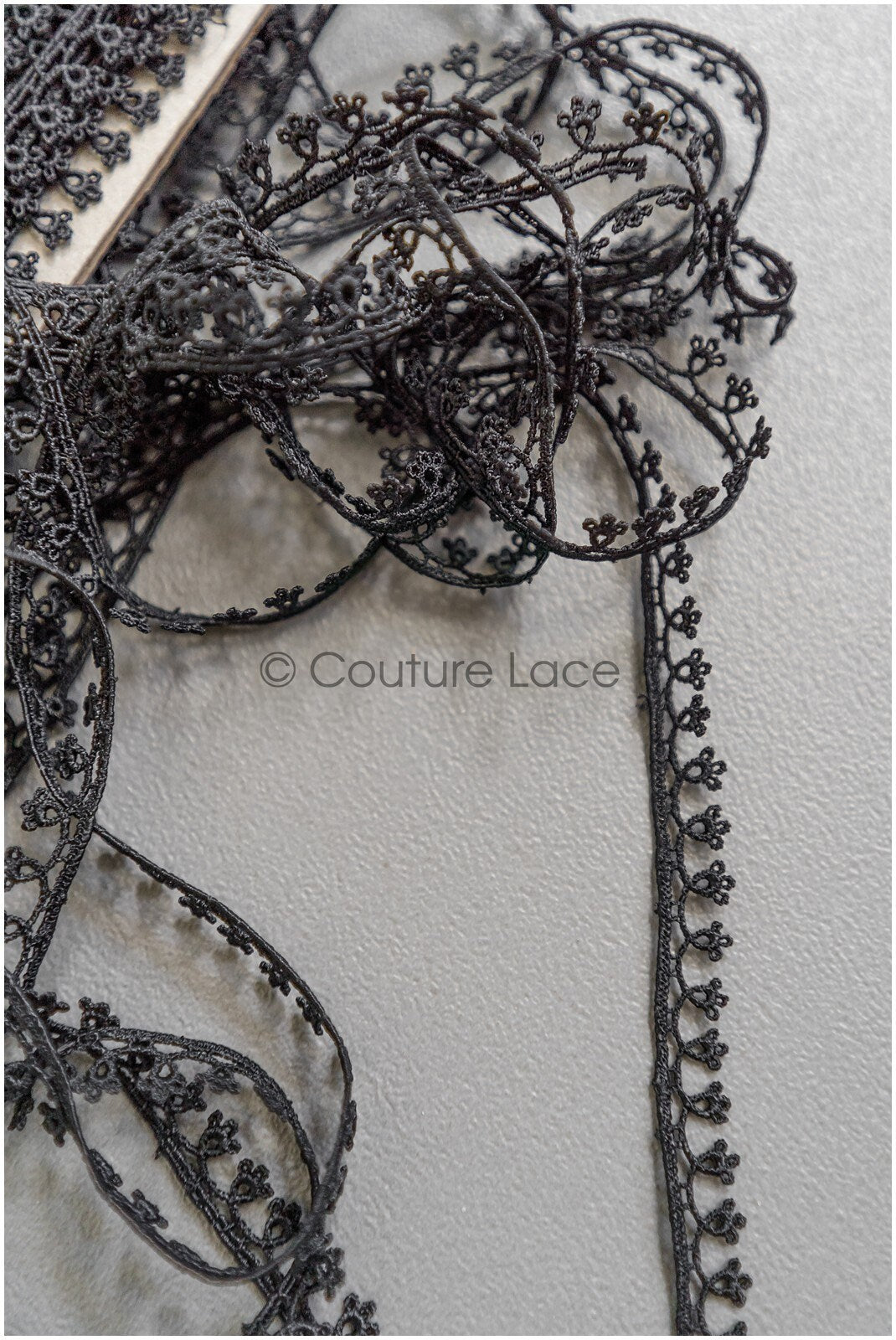 4yds Boho Lace Trim Black/ Guipure Crocheted Lace Trim/ Bridal Lace// T22-192