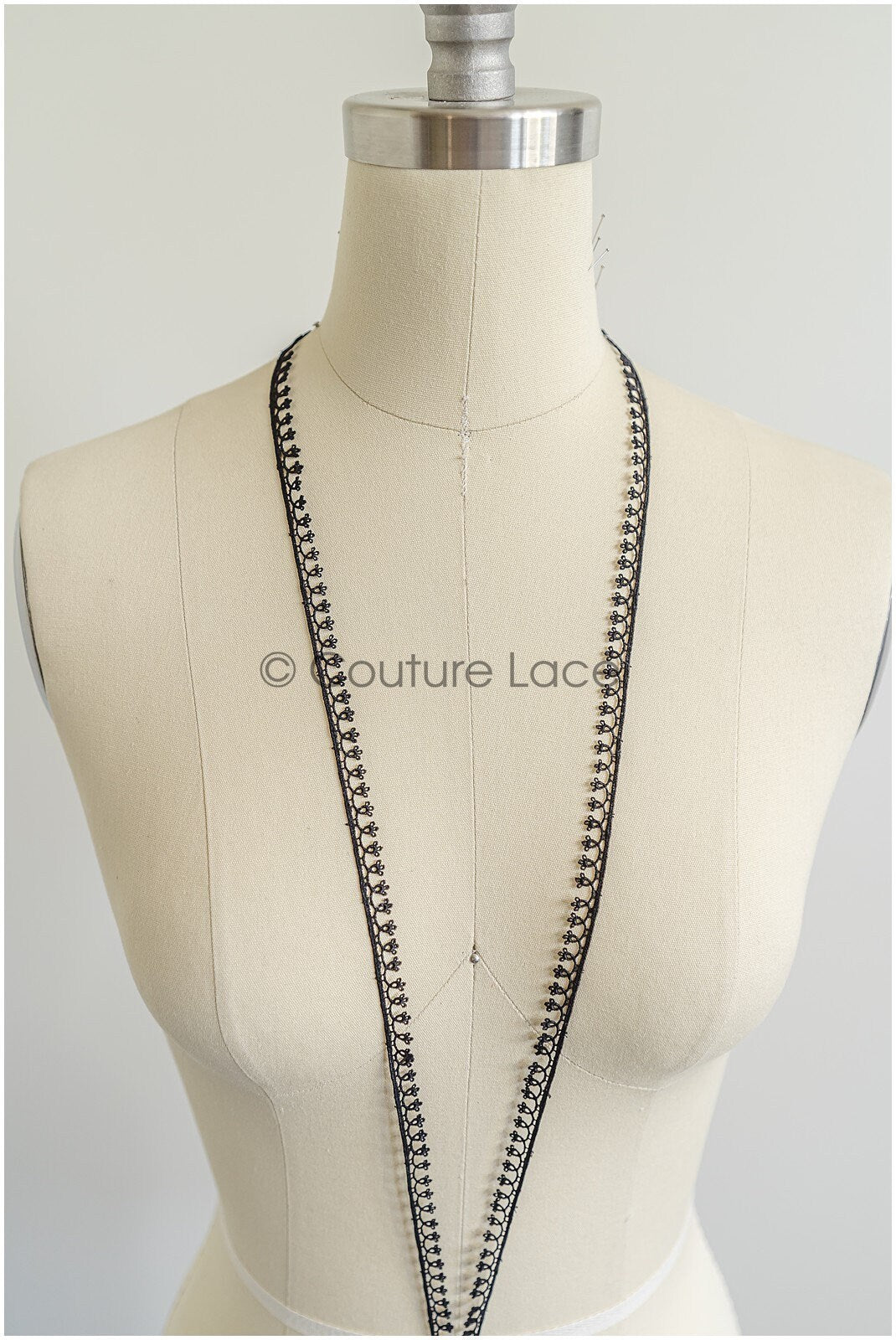 4yds Boho Lace Trim Black/ Guipure Crocheted Lace Trim/ Bridal Lace// T22-192