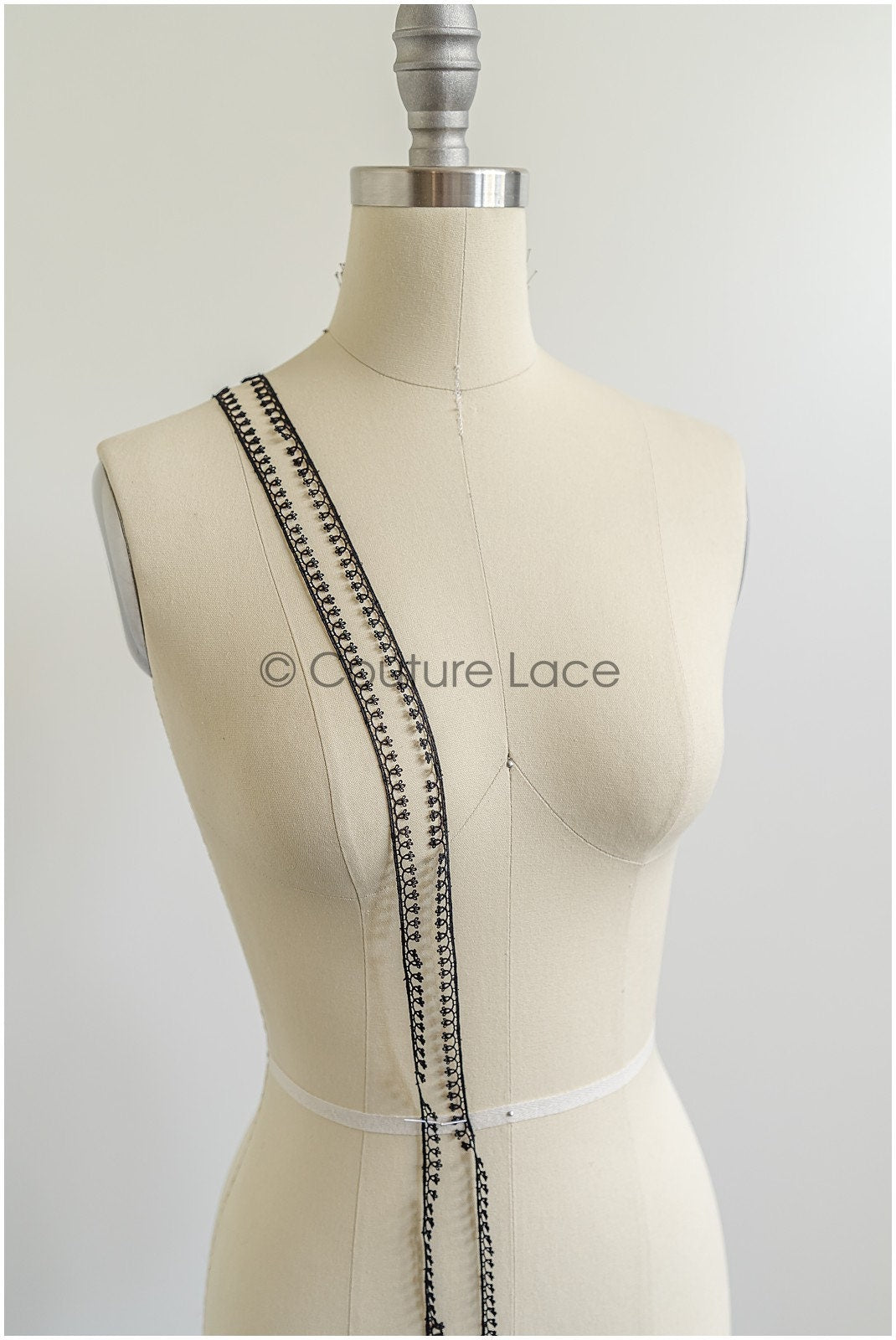 4yds Boho Lace Trim Black/ Guipure Crocheted Lace Trim/ Bridal Lace// T22-192