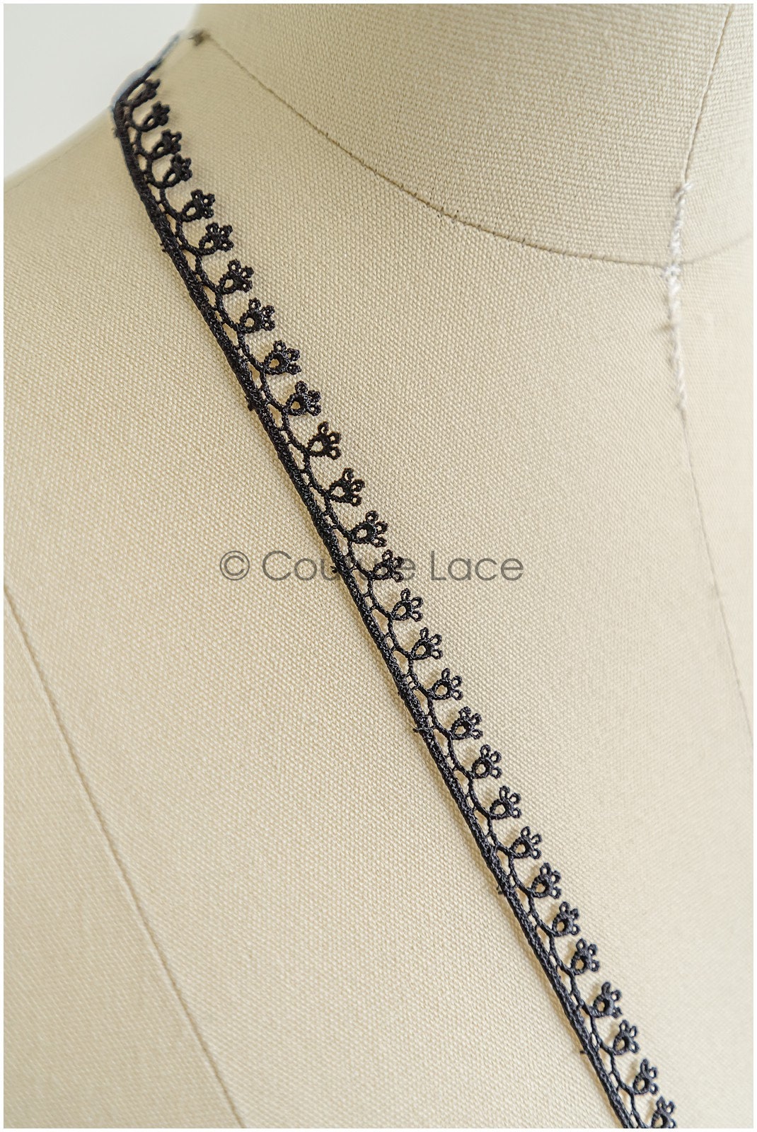 4yds Boho Lace Trim Black/ Guipure Crocheted Lace Trim/ Bridal Lace// T22-192