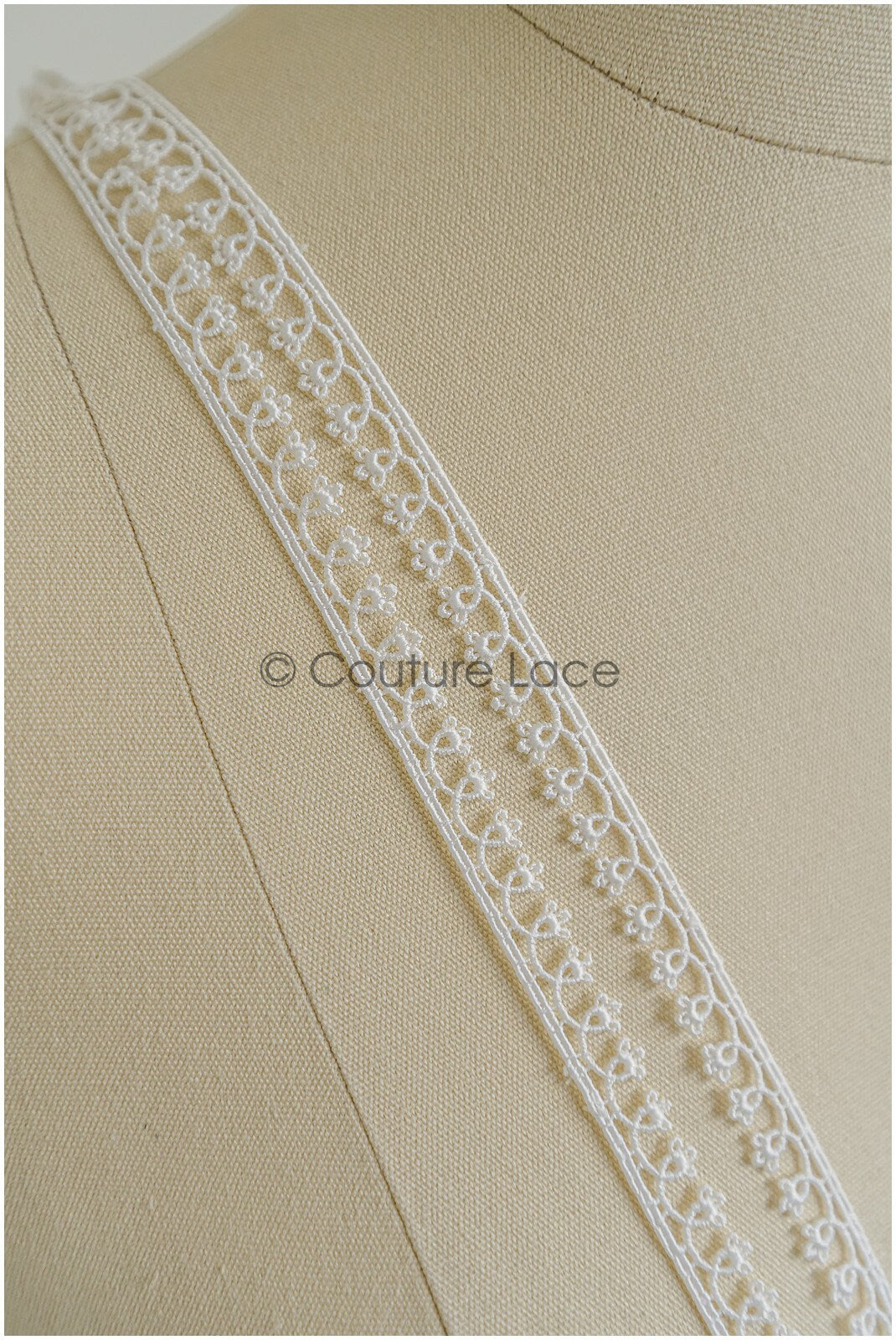 4yds Boho Lace Trim Off-White/ Geometric Lace Trim/ Bridal Guipure Lace Trim// T22-193