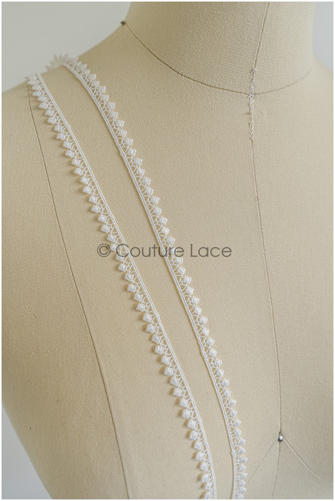 4yds Boho Lace Trim Off-White/ Bridal Lace Trim/ Guipure Lace Trim/ Dot Lace Trim// T22-194