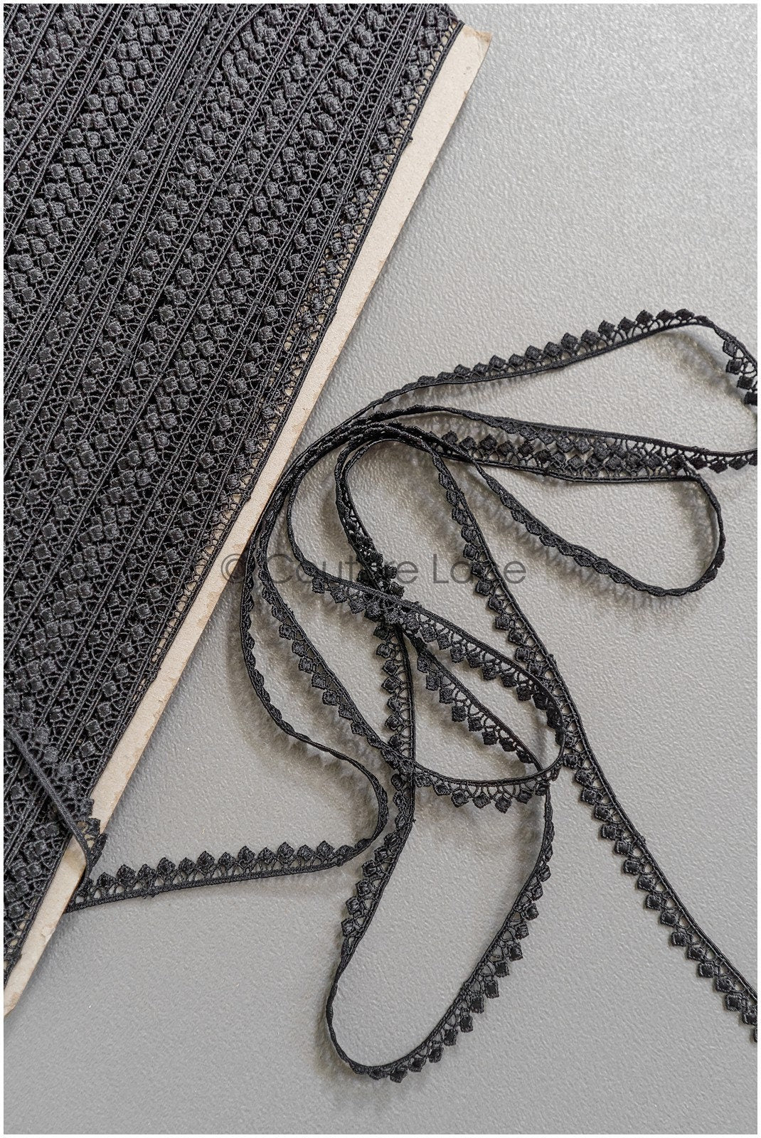 4yds boho lace trim/ black lace trim/ bridal guipure lace trim/ lace trimming// T22-195