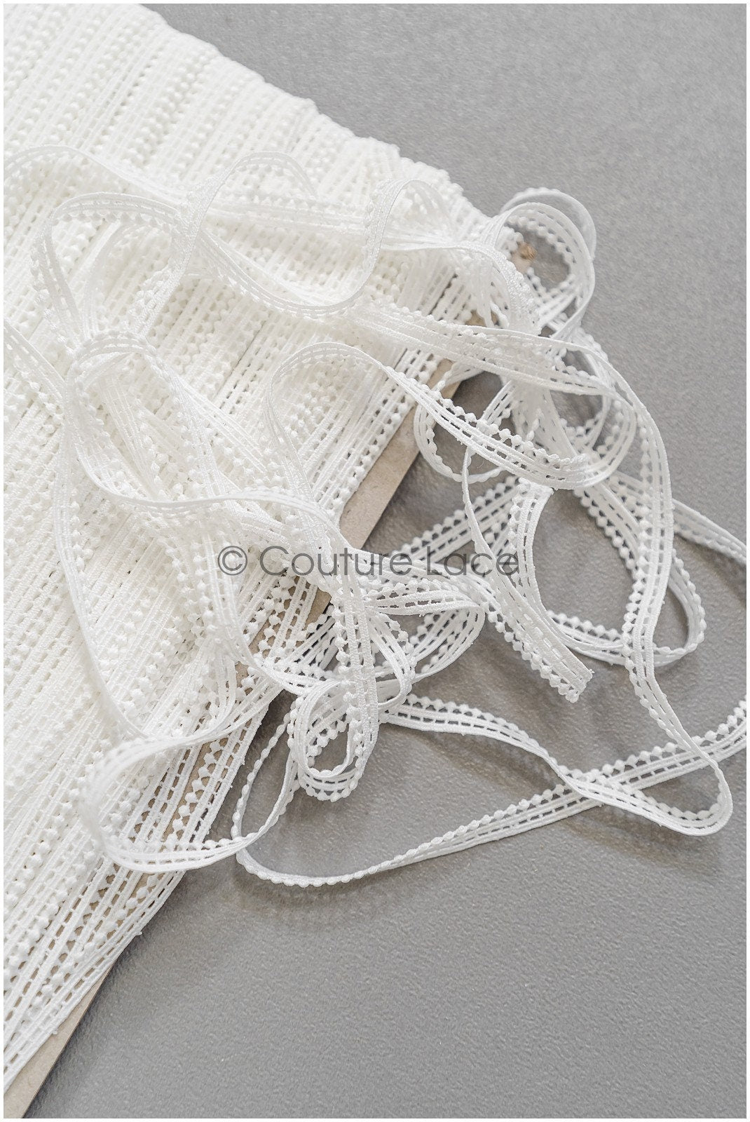 4yds Boho Lace Trim Off-White/ Crocheted Lace Trim/ Bridal Guipure Lace/ Dot Lace Trim// T22-196