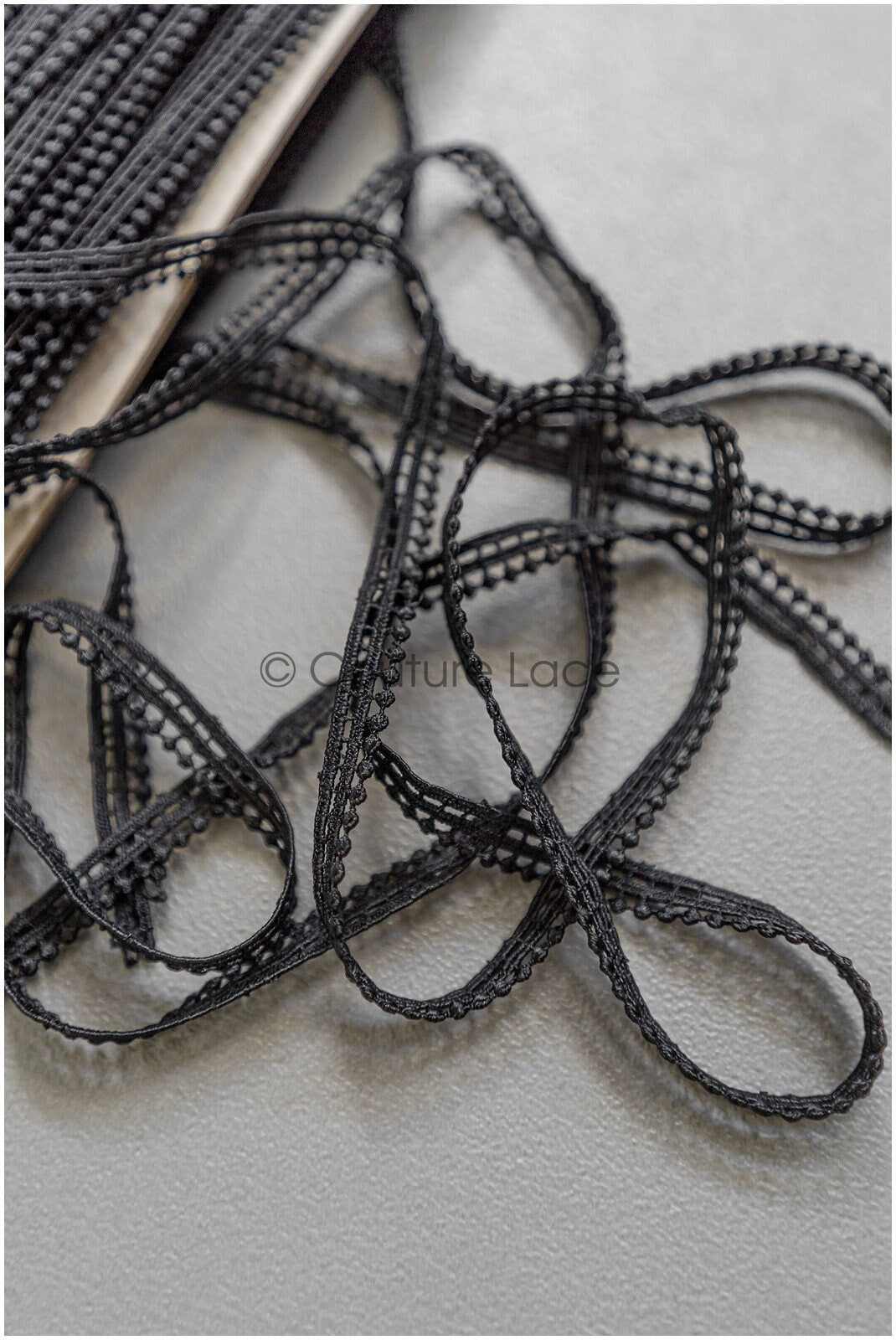 4yds Black Boho Crochet Lace Trim/ Lace Trim/ Bridal Guipure Lace Trim/ Black Lace // T22-197