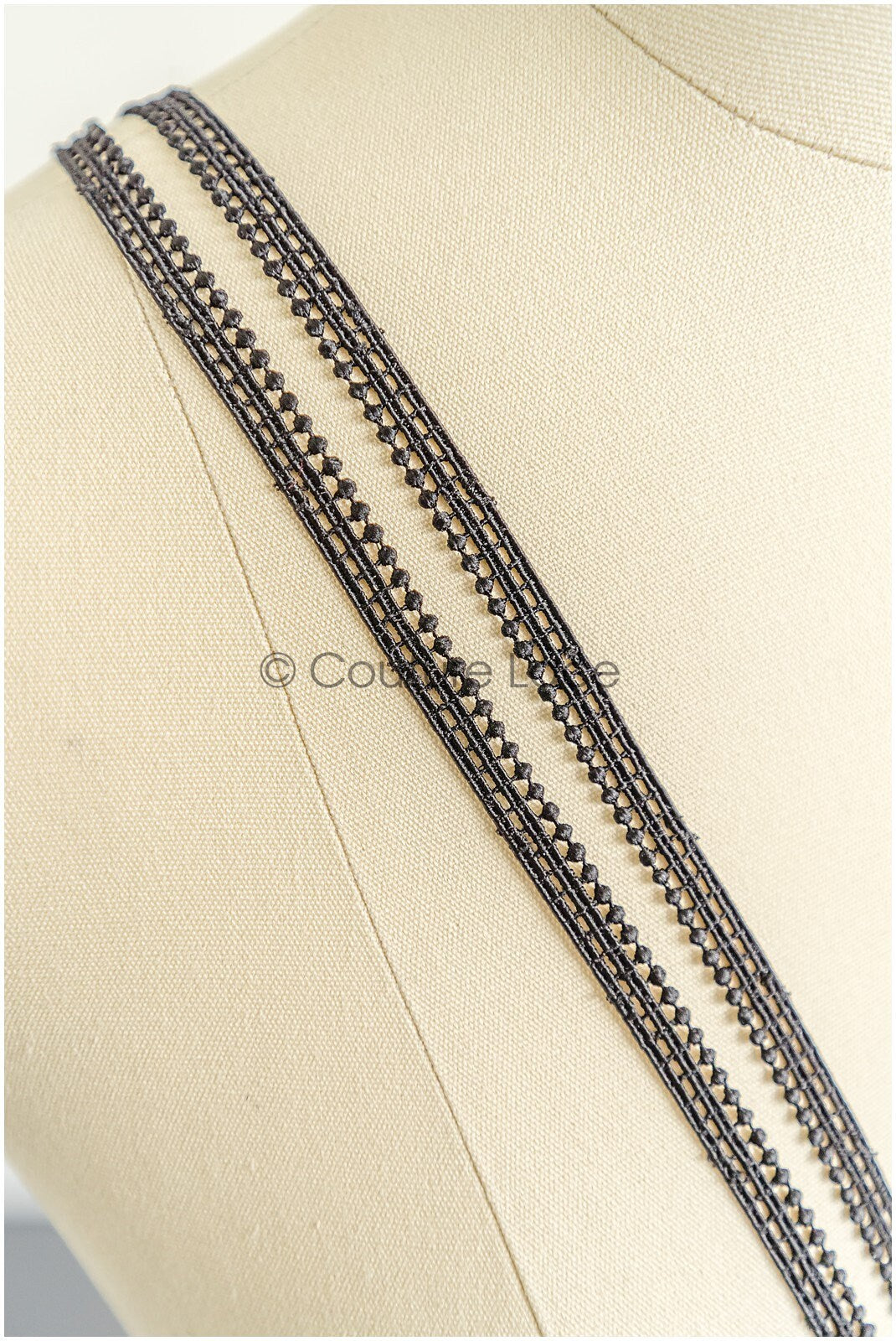 4yds Black Boho Crochet Lace Trim/ Lace Trim/ Bridal Guipure Lace Trim/ Black Lace // T22-197