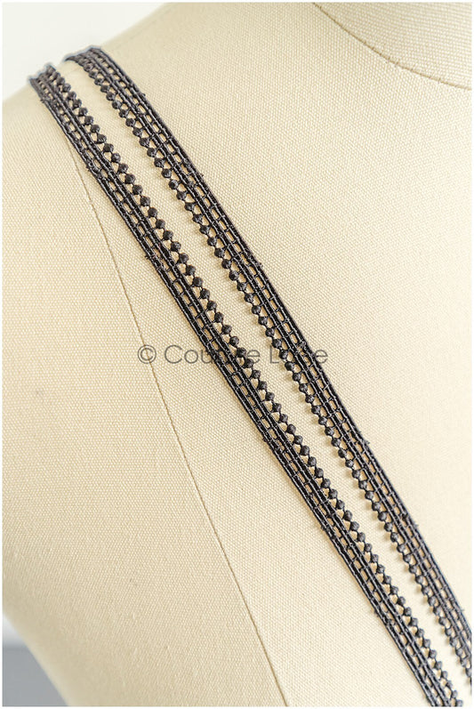 4yds Black Boho Crochet Lace Trim/ Lace Trim/ Bridal Guipure Lace Trim/ dentelle noire// T22-197