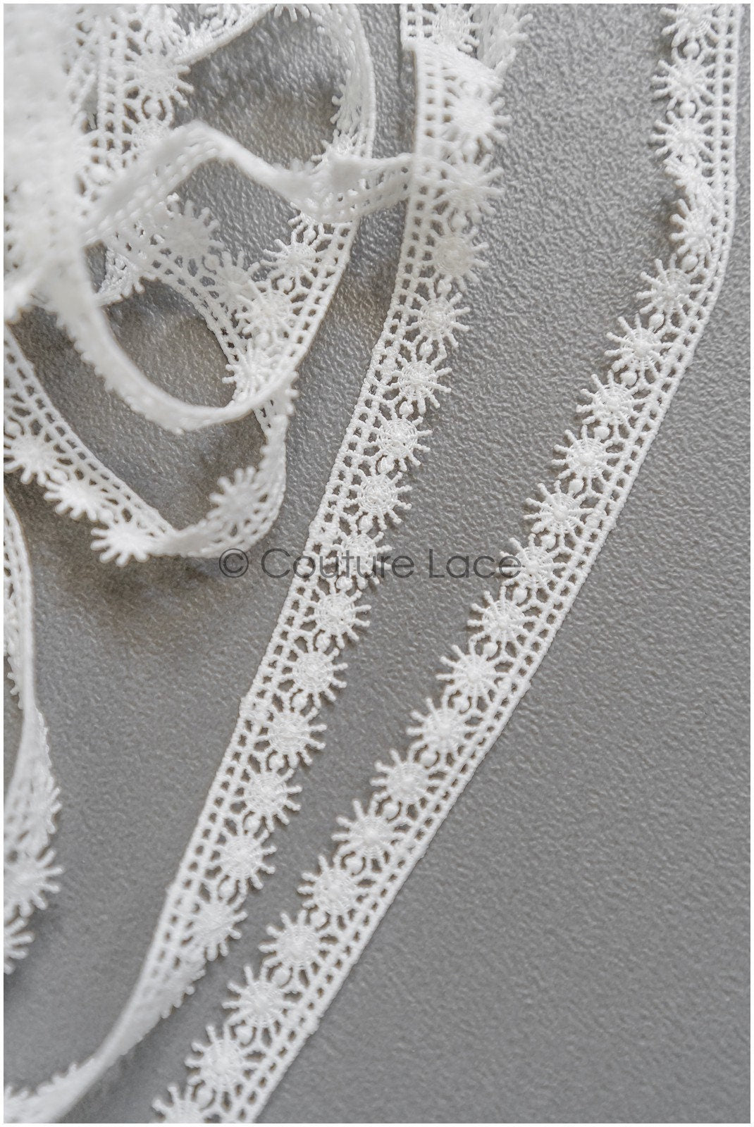 4yds Boho Crochet Lace Trim/ Off-White Lace Trim/ Bridal Guipure Lace Trim/ Snowflake Lace// T22-198