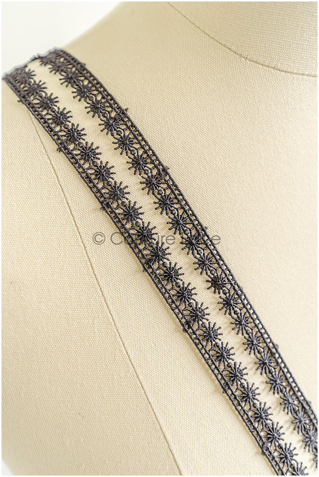 4yds Boho Crochet Lace Trim/ Black Lace Trim/ Bridal Guipure Lace Trim/ Black Lace// T22-199