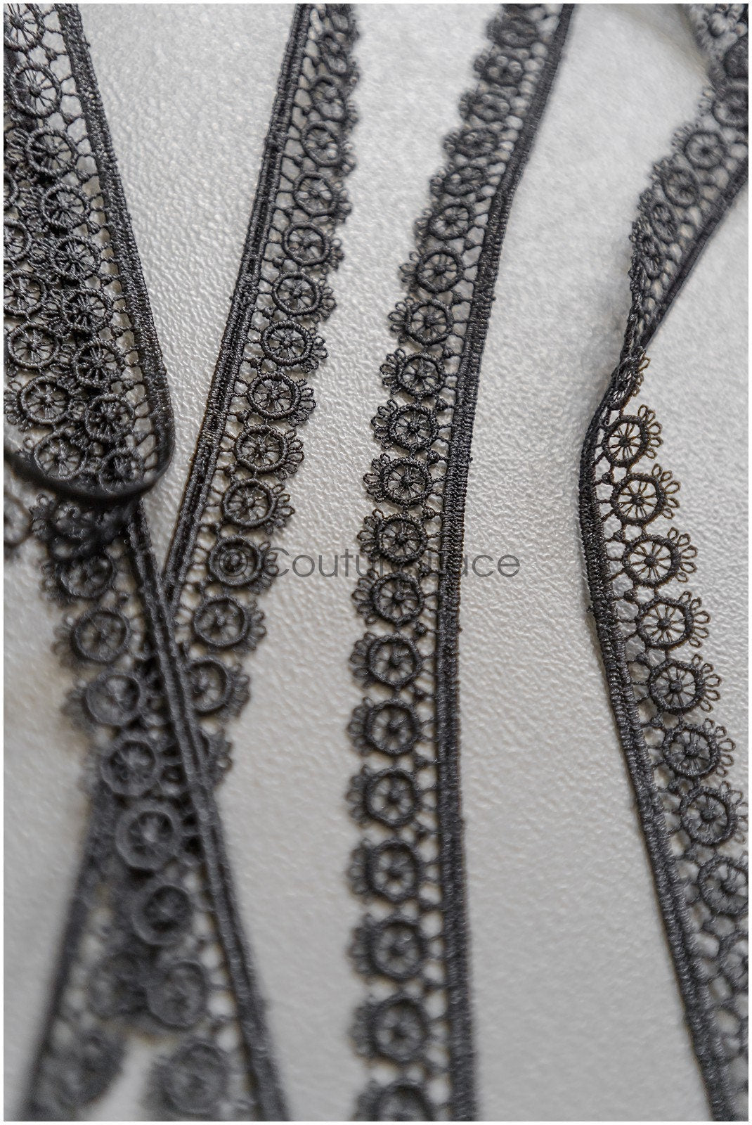 4yds Boho Lace Trim Black/ geometric lace trim / Guipure lace trim/ evening dress lace // T22-201