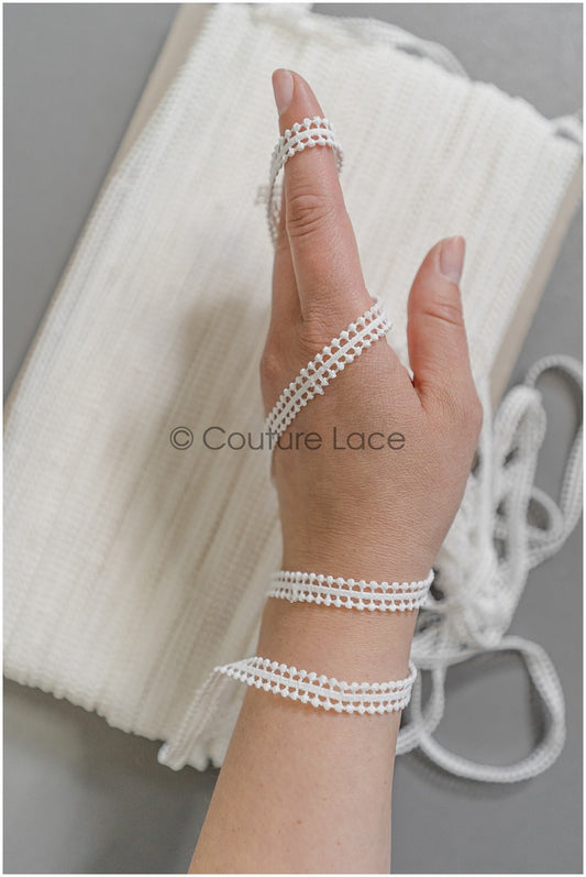 4yds Boho Lace Trim Off-White/ Bridal Lace Trim/ Guipure Lace Trim/ Dot Lace// T22-205