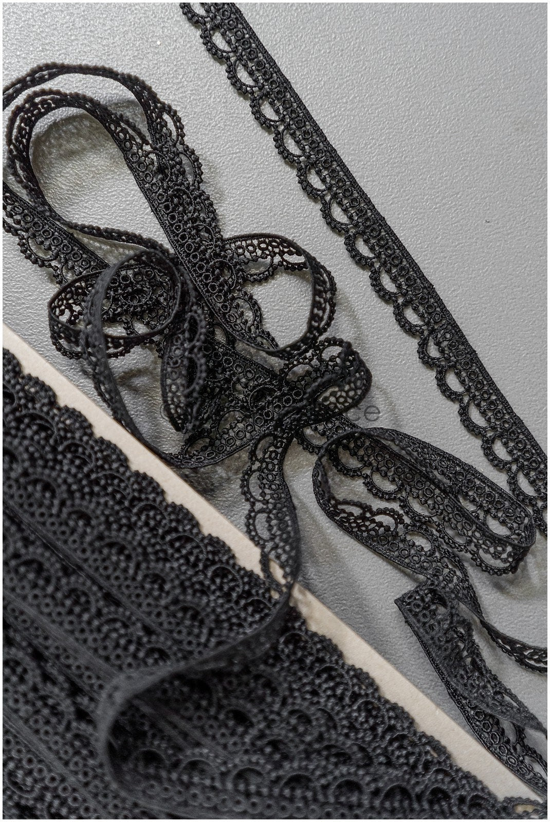 4yds Boho Lace Trim Black/ Crocheted Lace Trim/ Bridal Guipure Lace Trim// T22-208