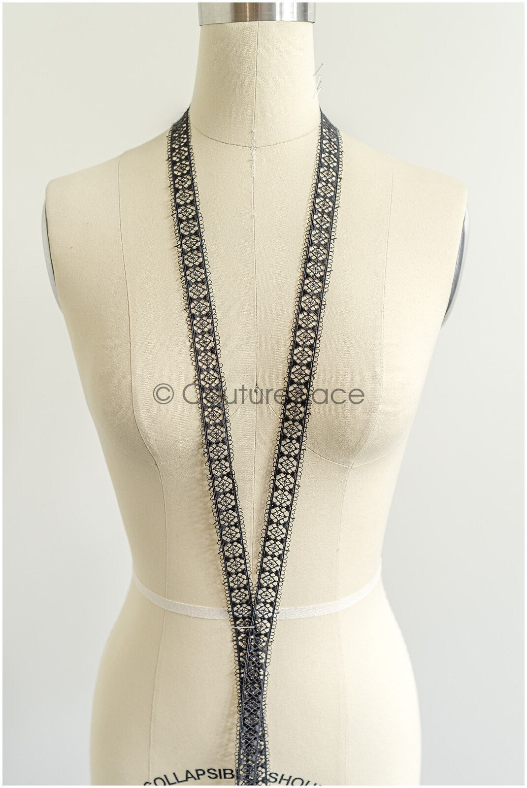 4yds Black Boho Lace Trim/ Lace Trim/ Bridal Guipure Lace Trim// T22-210