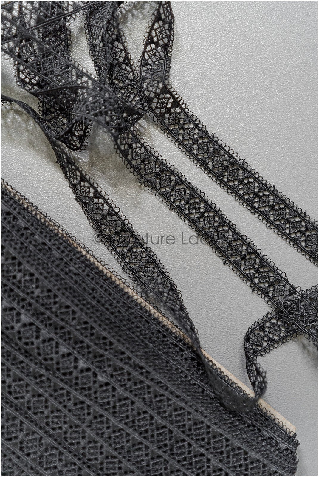 4yds Black Boho Lace Trim/ Lace Trim/ Bridal Guipure Lace Trim// T22-210